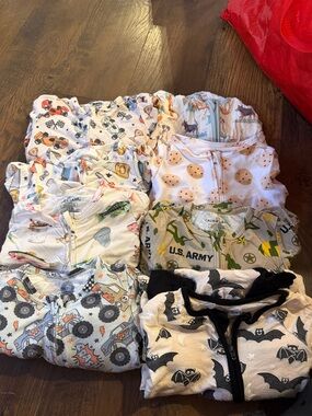 Caden Lane Baby Zip Footie Pack - Multicolor Trucks, Cookies & Bats